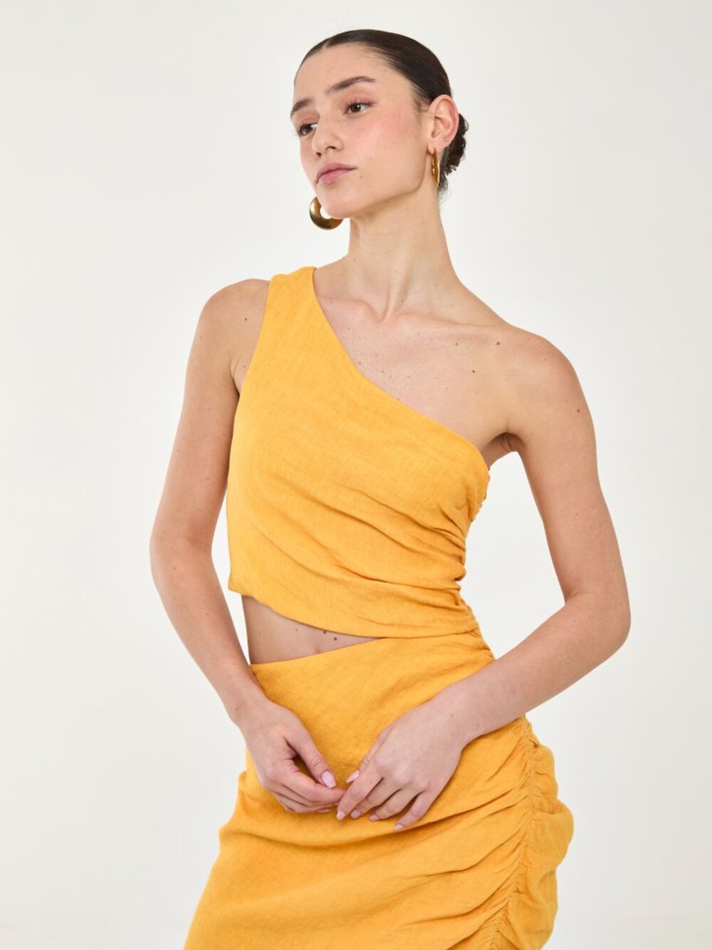 linen one shoulder derss
